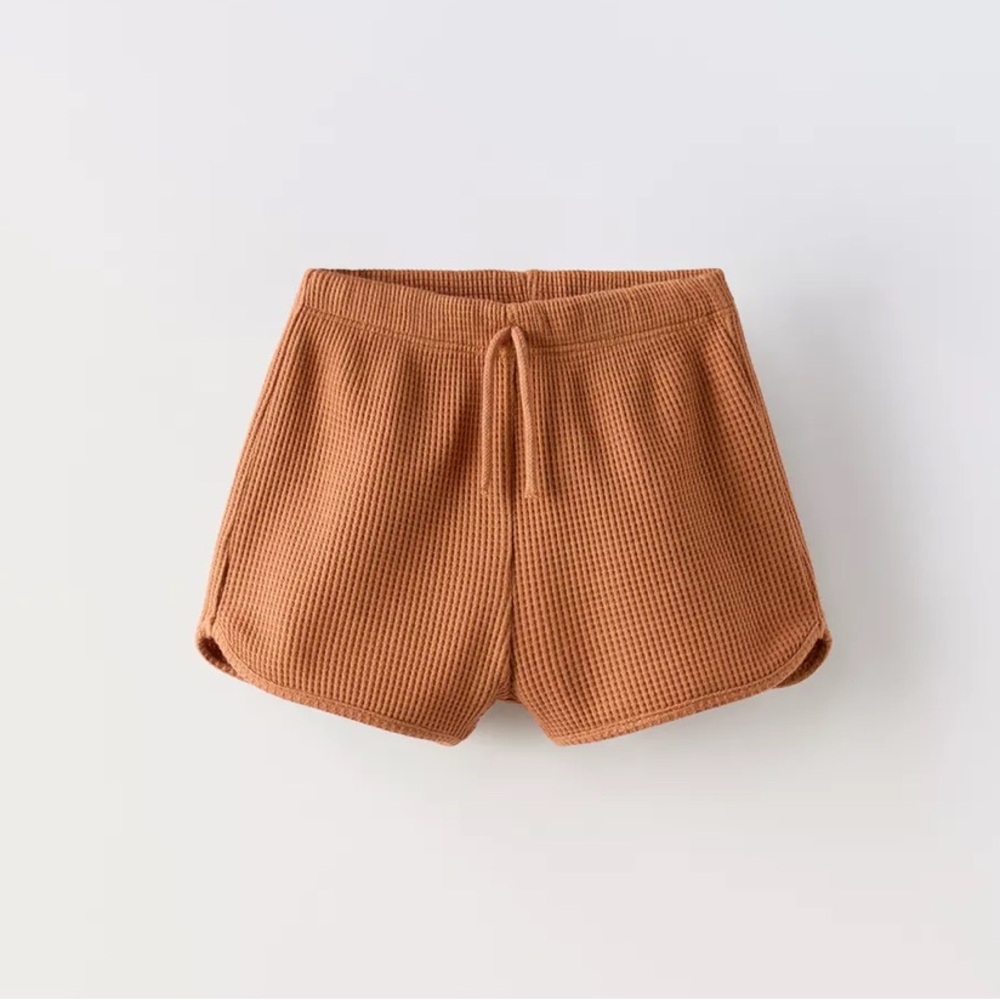 NWT Zara 3-6m waffle knit shorts russet